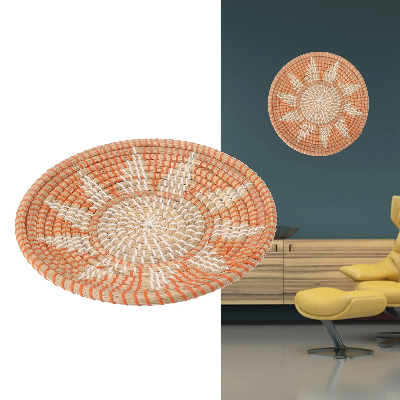 Round Grass Wall Ornaments 35c - Rattan Plant Basket recension och pris